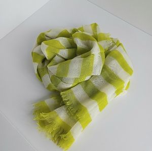 New lemon yellow color wide striped scarf